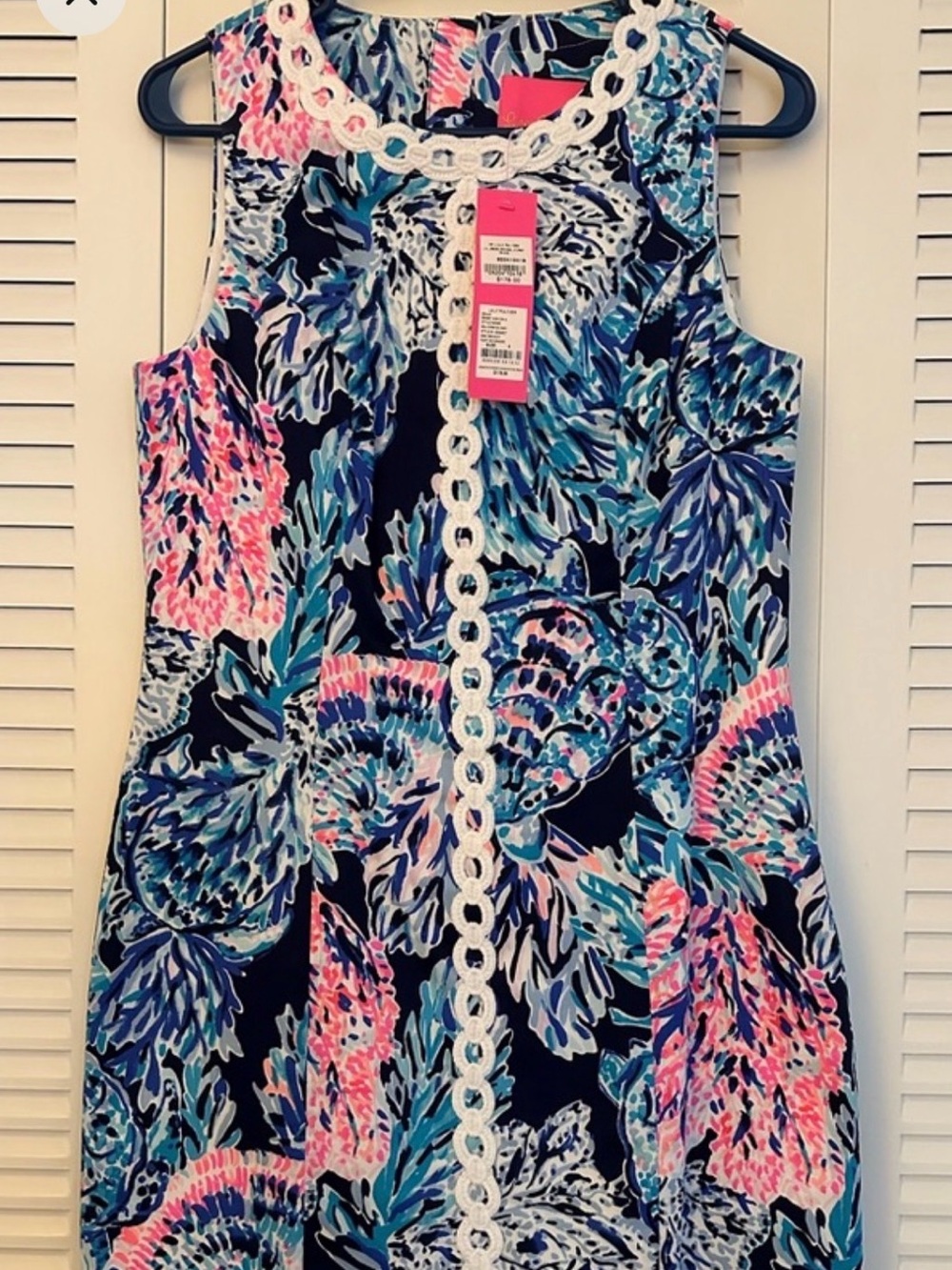 Lilly Pulitzer Navy Floral Tank Shift Dress with Pink & Blue Accents